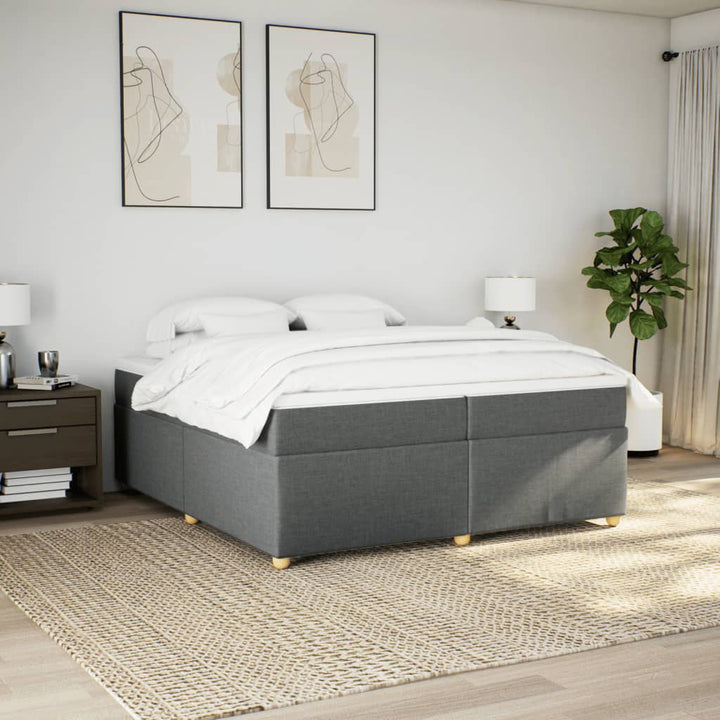 kontinentalseng med madras 200x200 cm stof mørkegrå