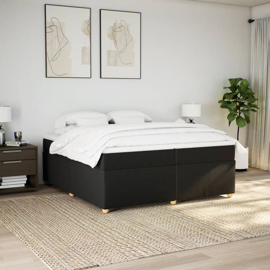 kontinentalseng med madras 200x200 cm stof sort