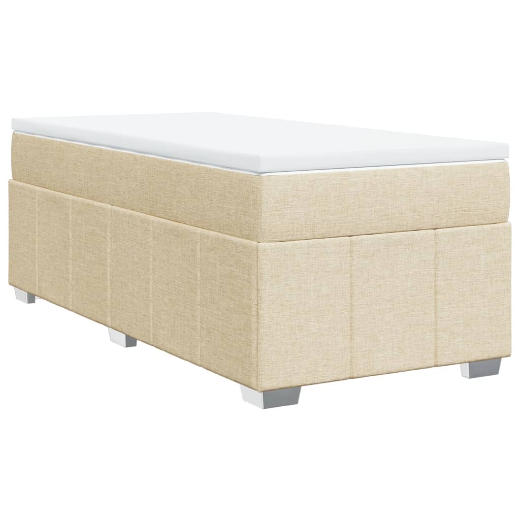 kontinentalseng med madras 90x190 cm stof cremefarvet