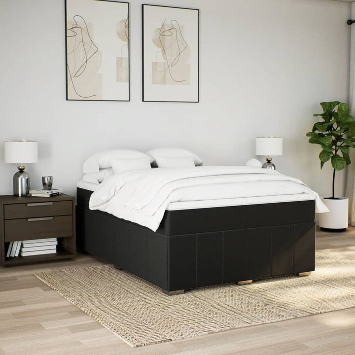 kontinentalseng med madras 140x190 cm stof sort