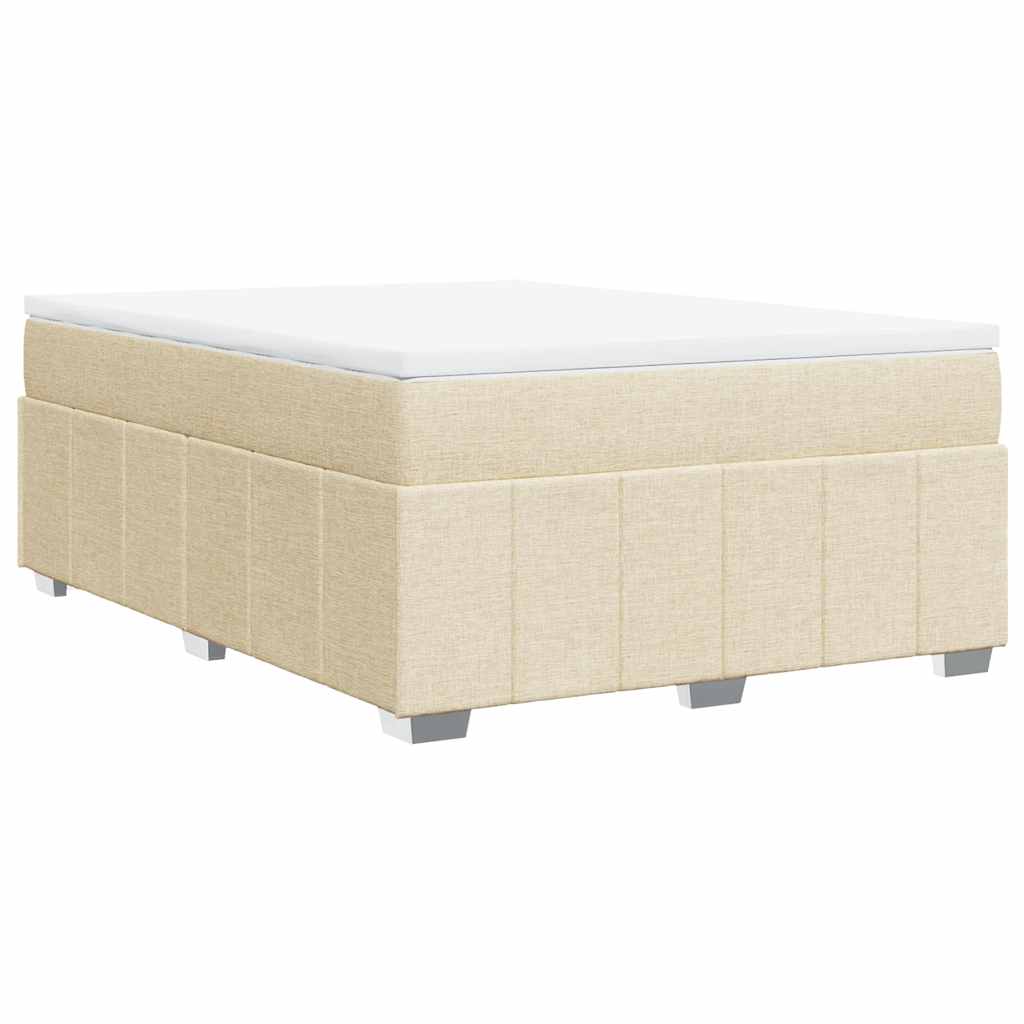kontinentalseng med madras 140x190 cm stof cremefarvet