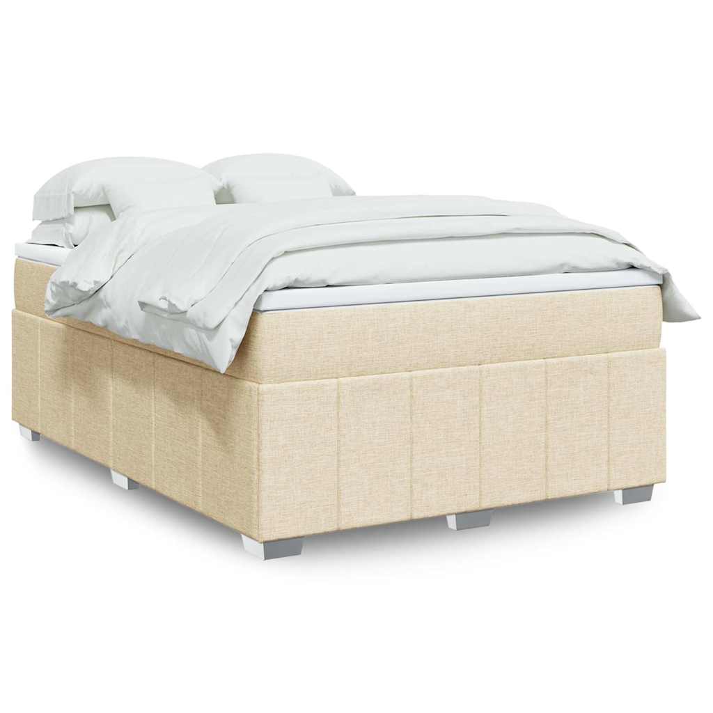 kontinentalseng med madras 140x190 cm stof cremefarvet