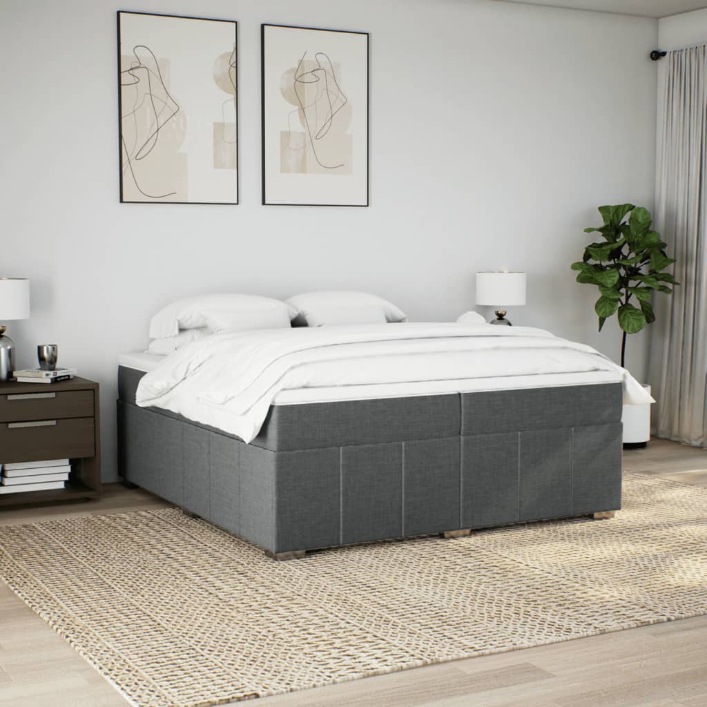 kontinentalseng med madras 200x200 cm stof gråbrun