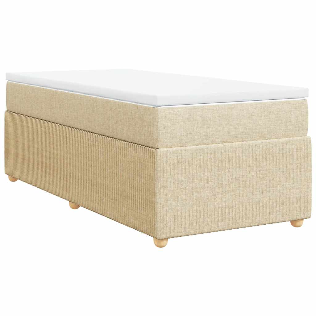 kontinentalseng med madras 80x200 cm stof cremefarvet