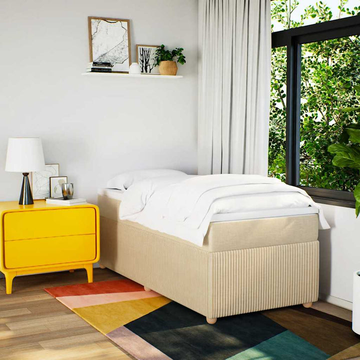 kontinentalseng med madras 90x190 cm stof cremefarvet