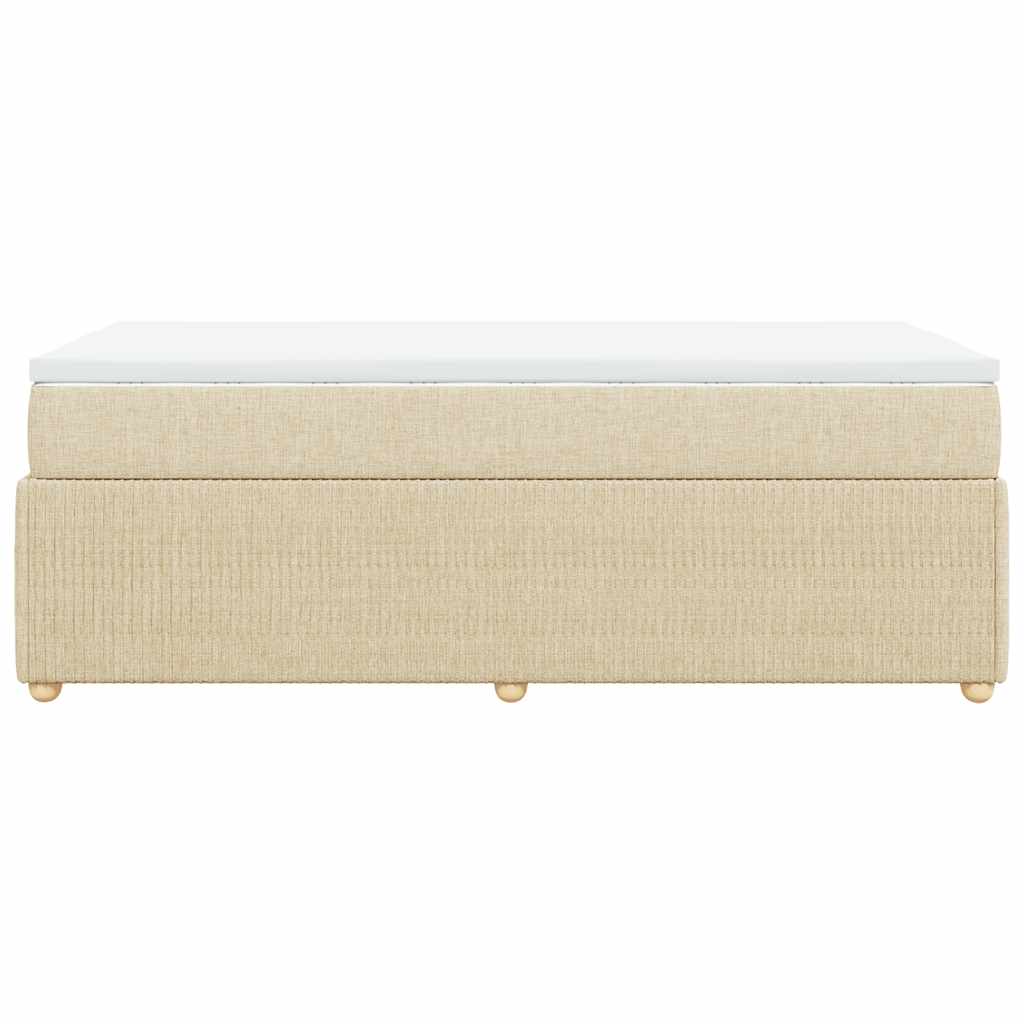 kontinentalseng med madras 90x190 cm stof cremefarvet