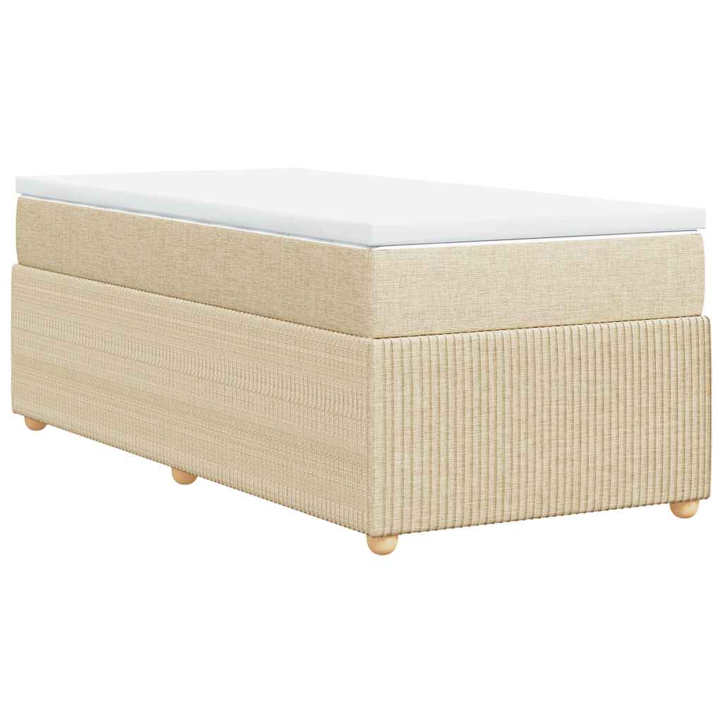 kontinentalseng med madras 90x190 cm stof cremefarvet