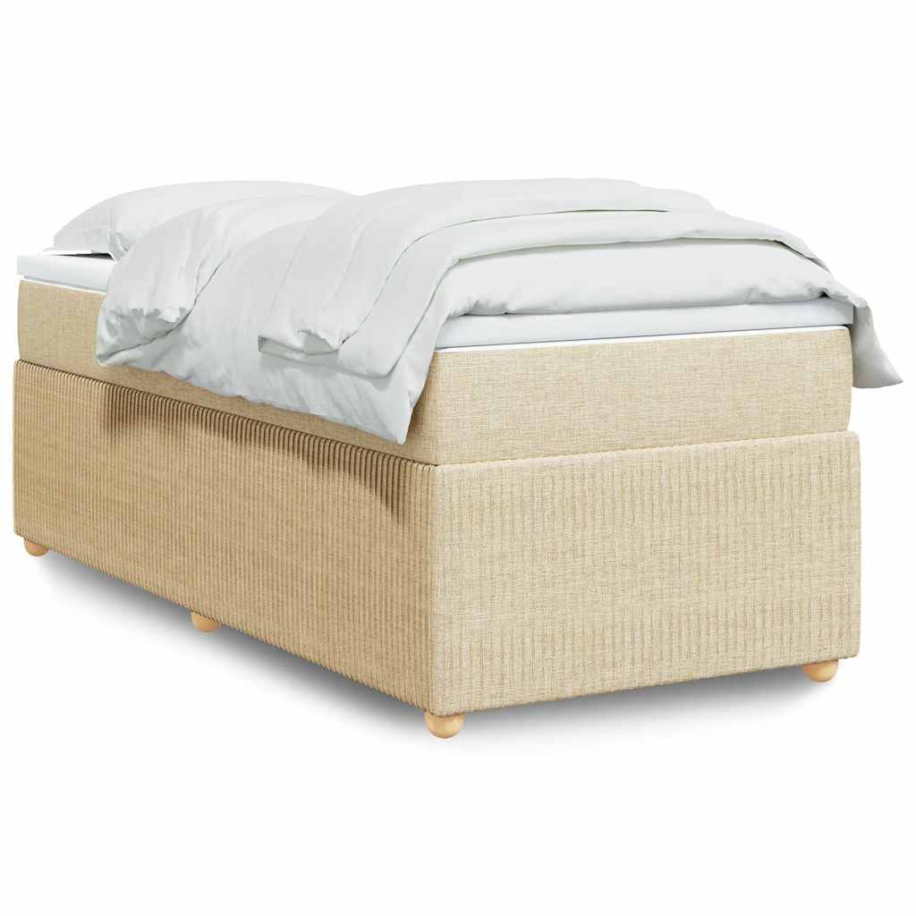 kontinentalseng med madras 90x190 cm stof cremefarvet
