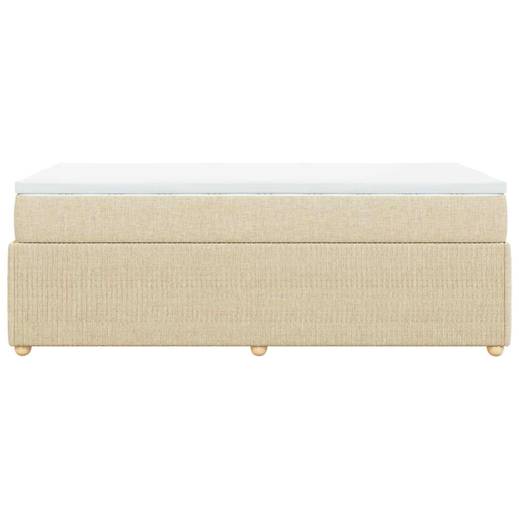 kontinentalseng med madras 90x200 cm stof cremefarvet