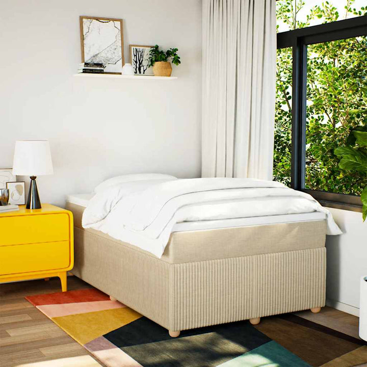 kontinentalseng med madras 120x190 cm stof cremefarvet