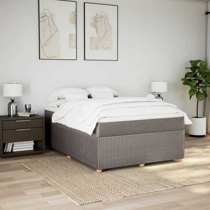 kontinentalseng med madras 140x190 cm stof gråbrun
