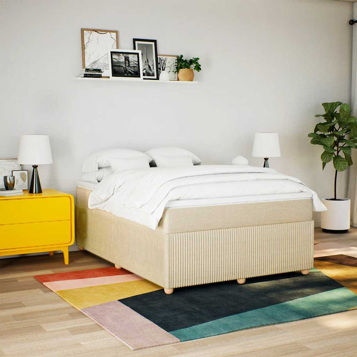 kontinentalseng med madras 140x200 cm stof cremefarvet