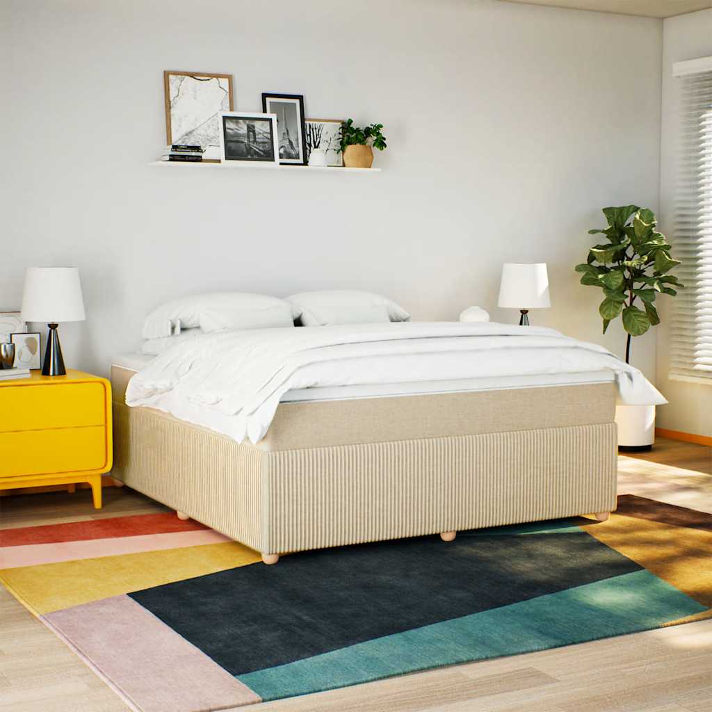 kontinentalseng med madras 180x200 cm stof cremefarvet