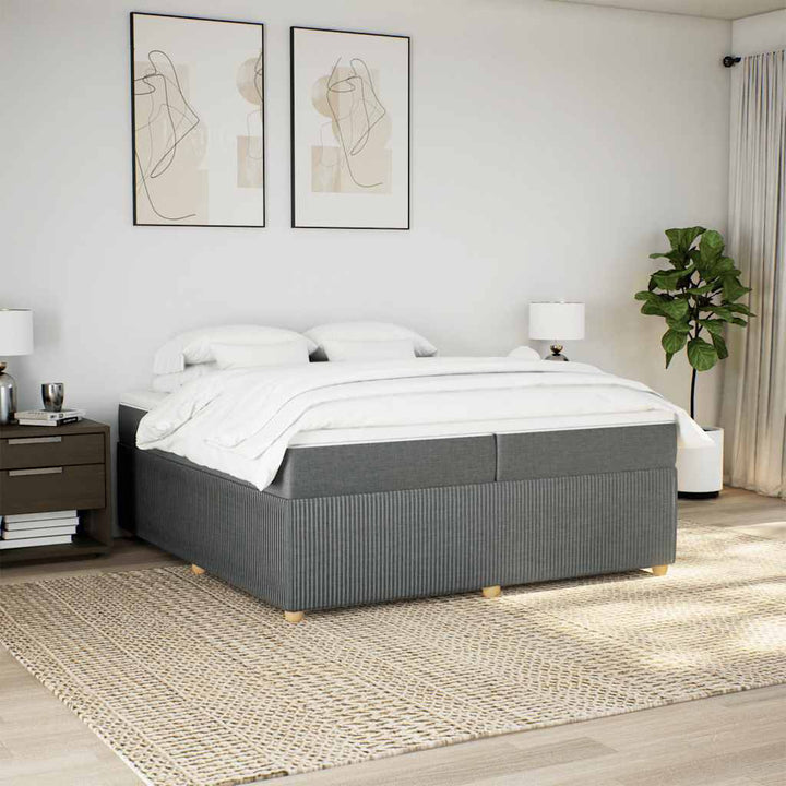 kontinentalseng med madras 200x200 cm stof mørkegrå