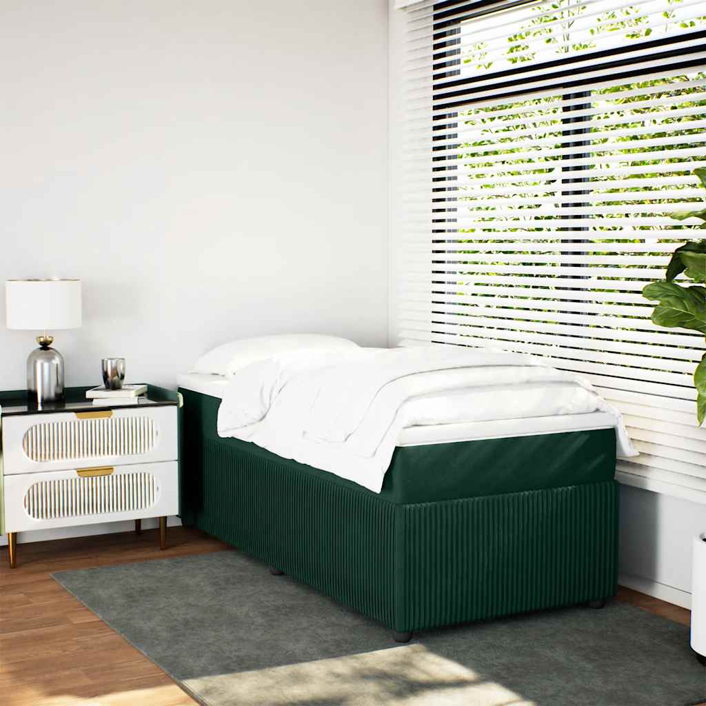 kontinentalseng med madras 80x200 cm fløjl mørkegrøn