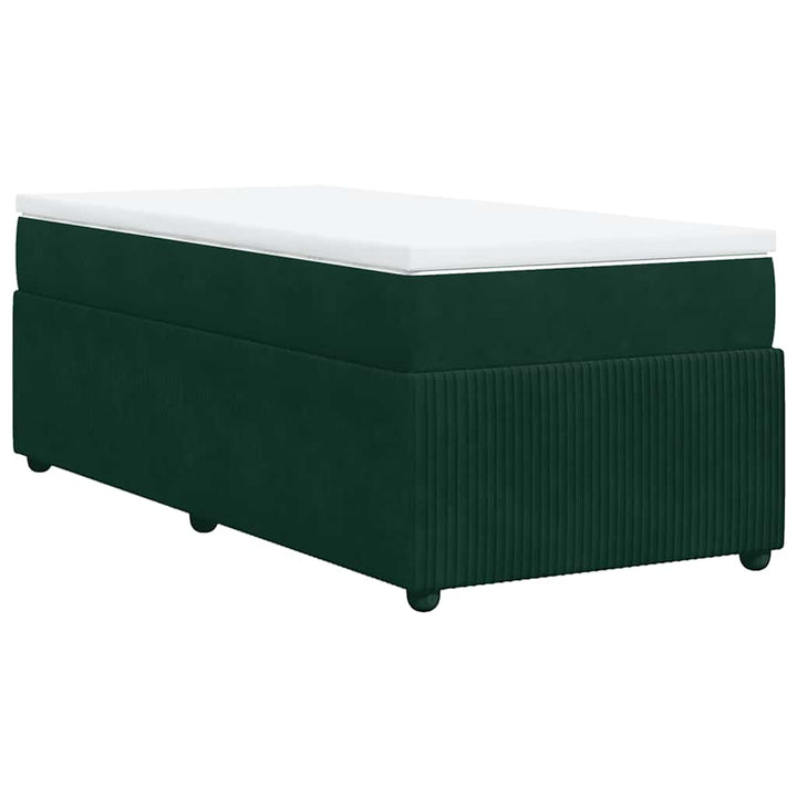 kontinentalseng med madras 80x200 cm fløjl mørkegrøn