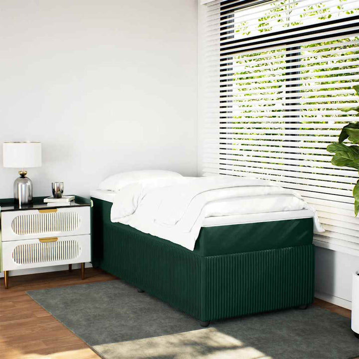 kontinentalseng med madras 90x190 cm fløjl mørkegrøn