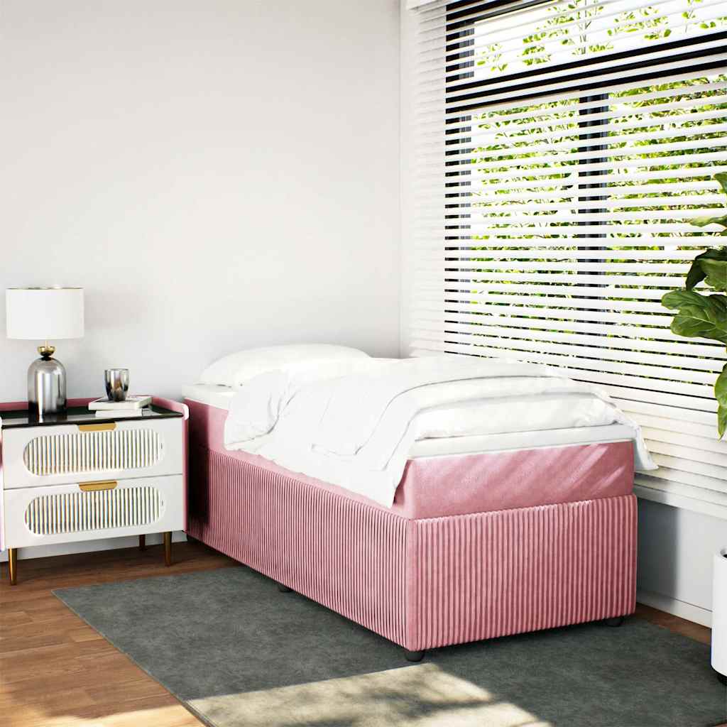 kontinentalseng med madras 90x190 cm fløjl pink