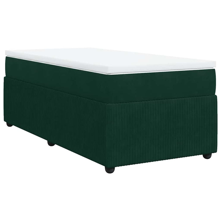 kontinentalseng med madras 90x200 cm fløjl mørkegrøn
