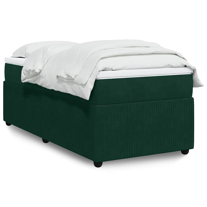 kontinentalseng med madras 90x200 cm fløjl mørkegrøn