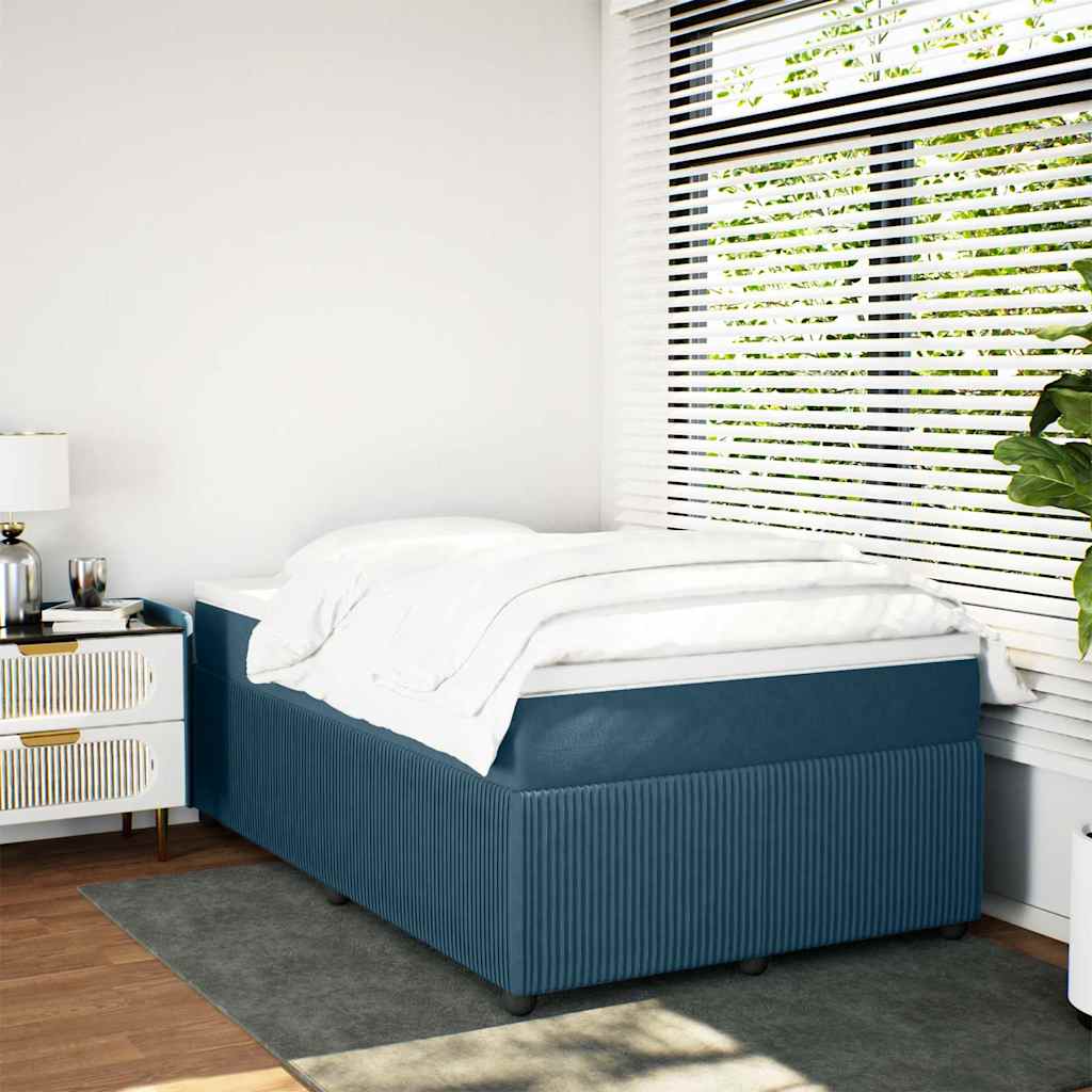 kontinentalseng med madras 120x190 cm velour mørkeblå