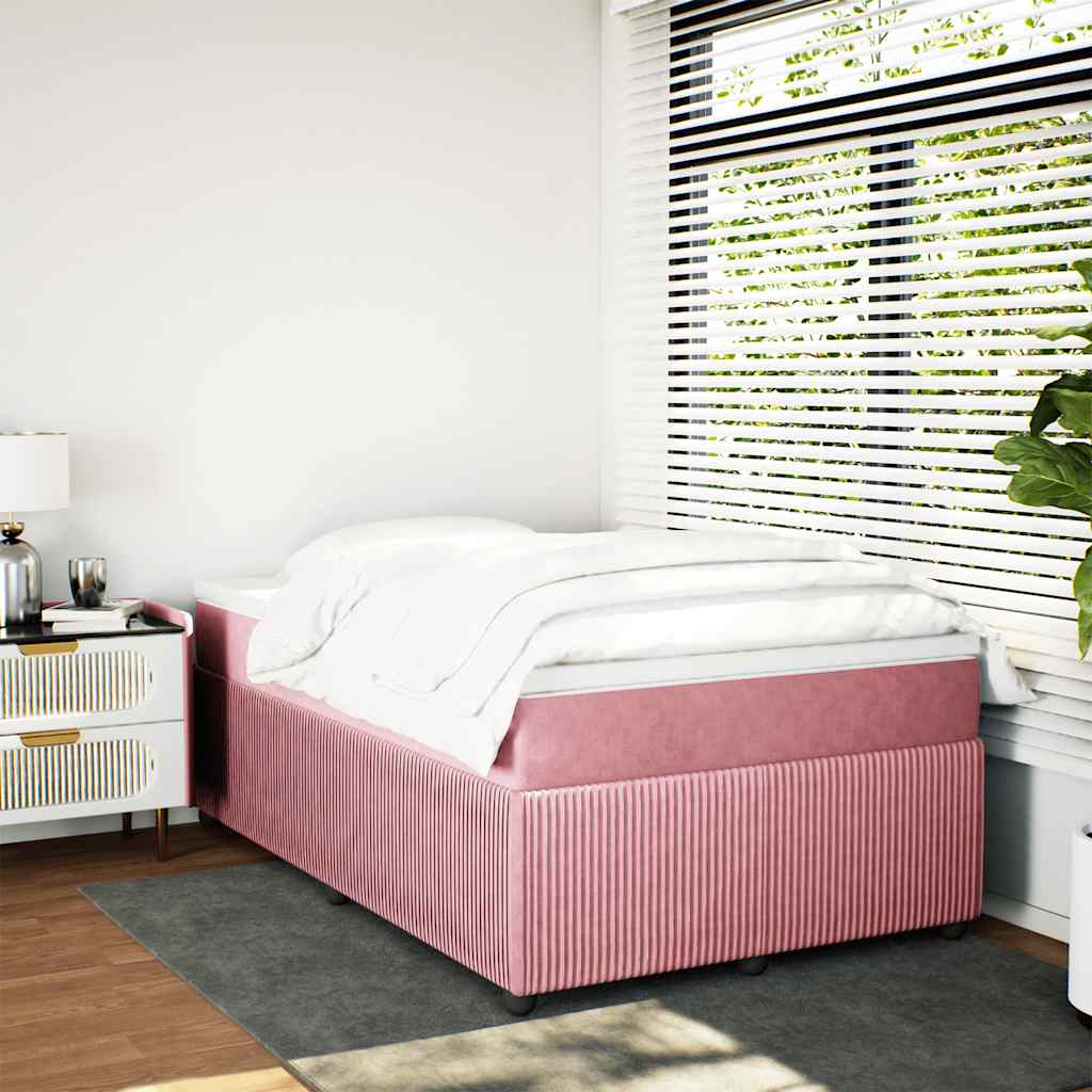 kontinentalseng med madras 120x190 cm velour lyserød