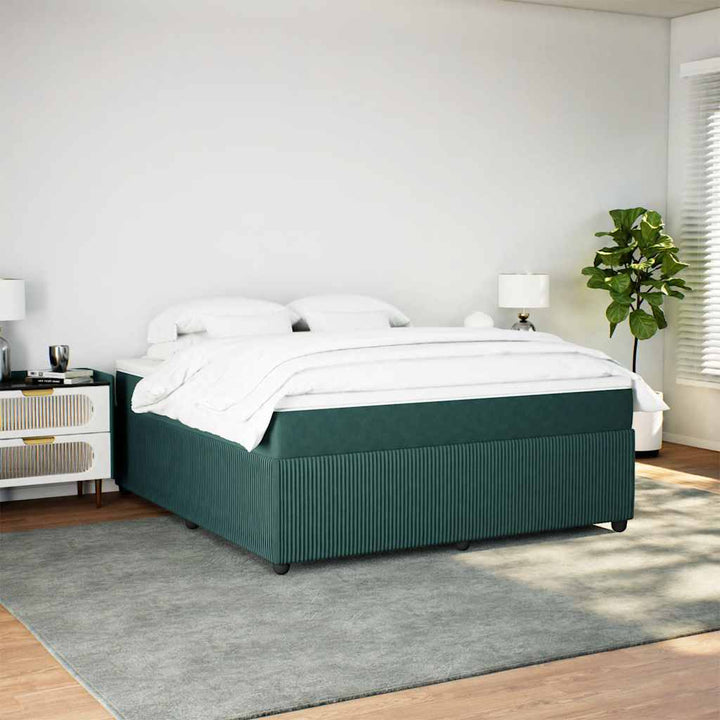 kontinentalseng med madras 180x200 cm fløjl mørkegrøn