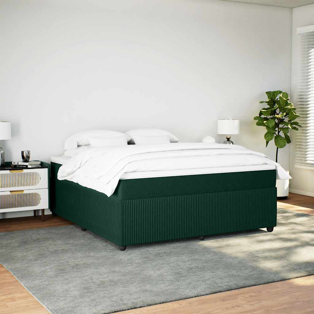 kontinentalseng med madras 180x200 cm fløjl mørkegrøn