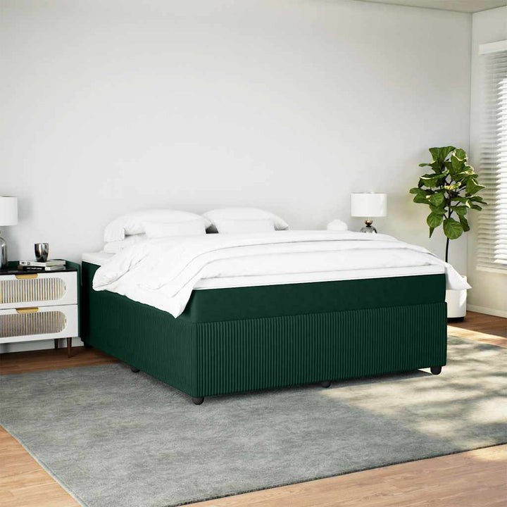 kontinentalseng med madras 180x200 cm fløjl mørkegrøn