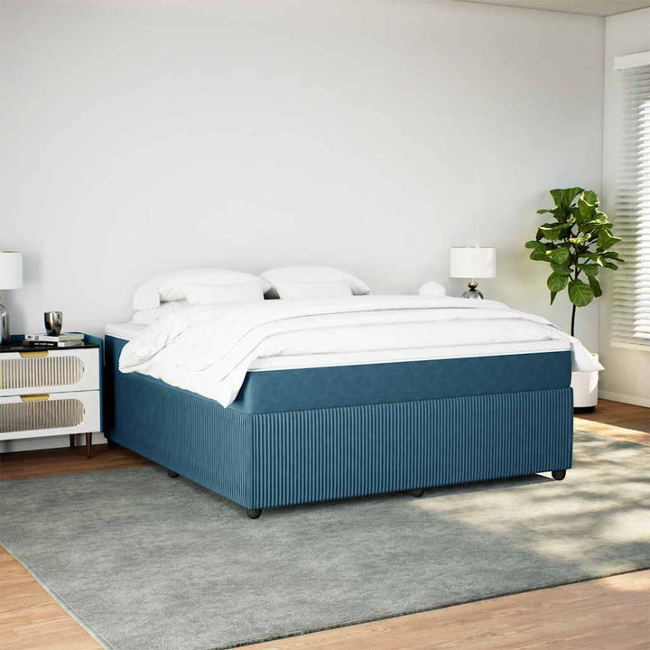 kontinentalseng med madras 180x200 cm fløjl mørkeblå
