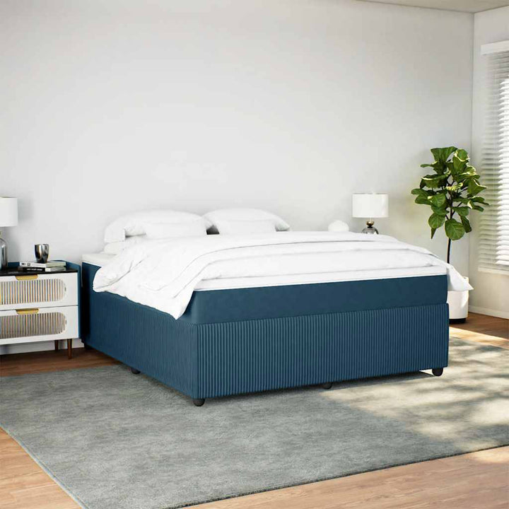 kontinentalseng med madras 180x200 cm fløjl mørkeblå