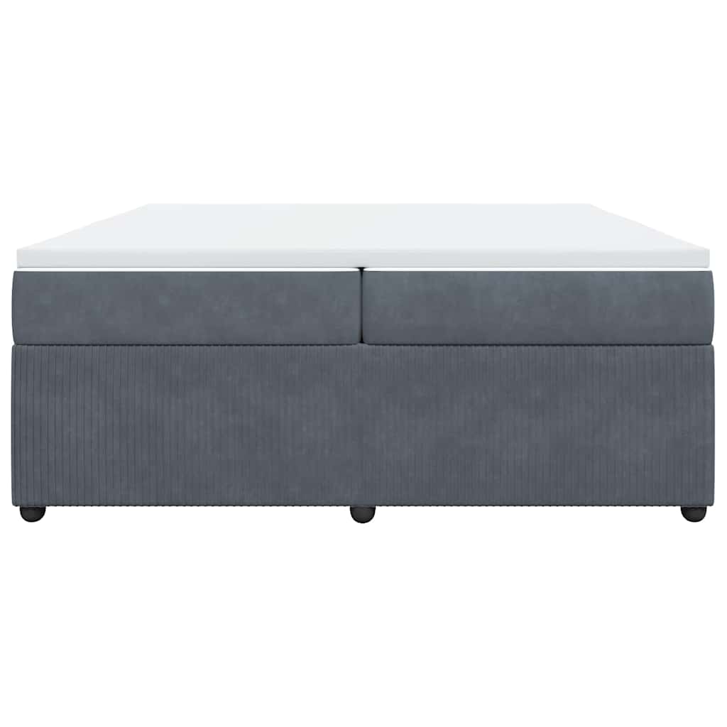 kontinentalseng med madras 200x200 cm fløjl mørkegrå