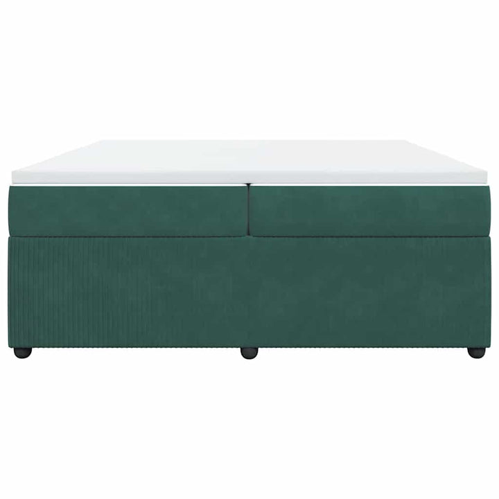 kontinentalseng med madras 200x200 cm fløjl mørkegrøn