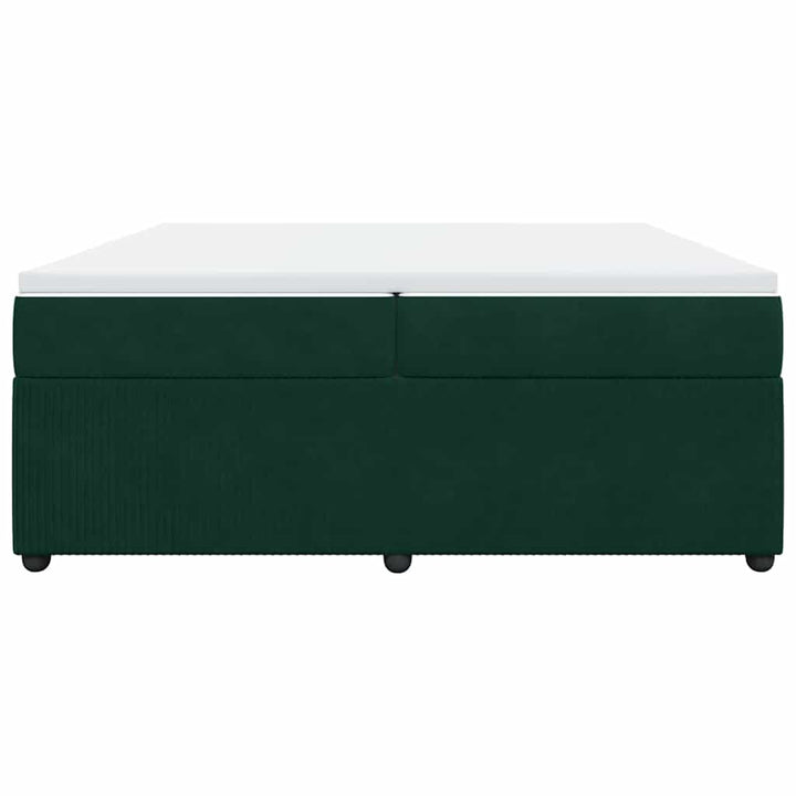 kontinentalseng med madras 200x200 cm fløjl mørkegrøn