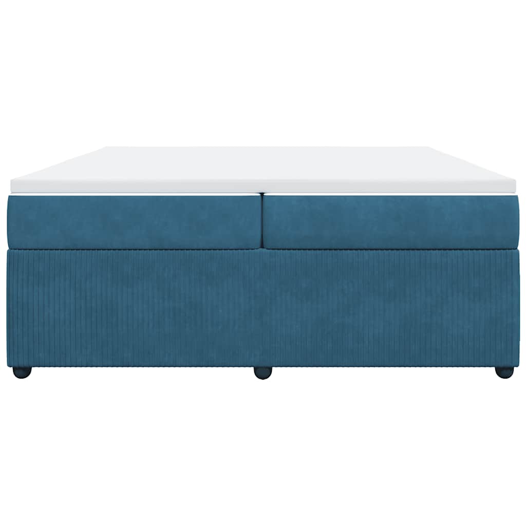 kontinentalseng med madras 200x200 cm fløjl mørkeblå