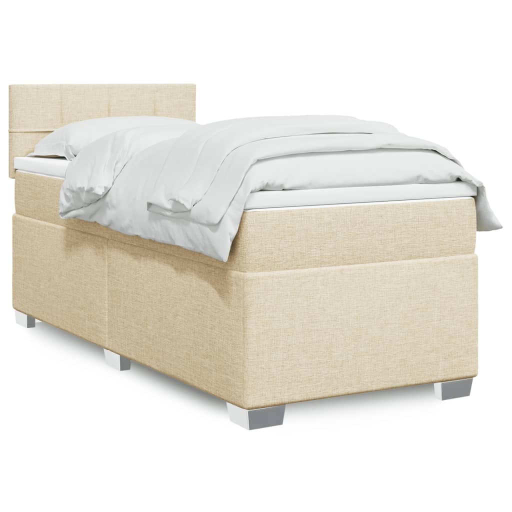 kontinentalseng med madras 90x190 cm stof cremefarvet