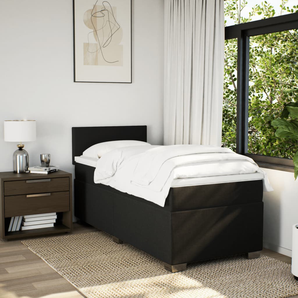 kontinentalseng med madras 100x200 cm stof sort