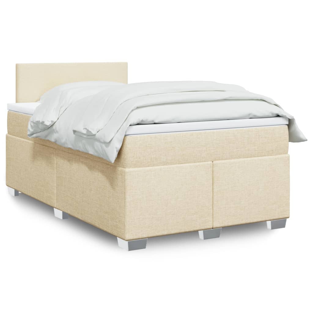 kontinentalseng med madras 120x190 cm stof cremefarvet