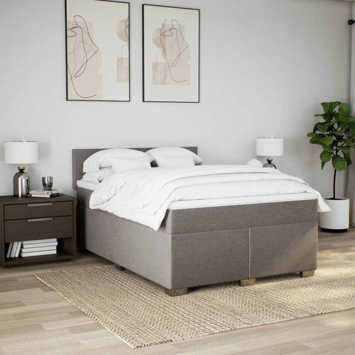 kontinentalseng med madras 140x190 cm stof gråbrun