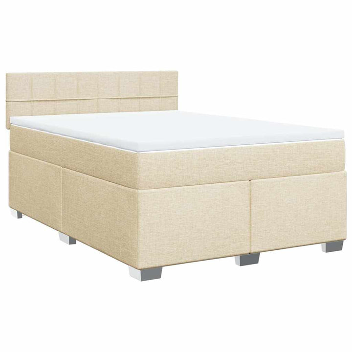 kontinentalseng med madras 140x190 cm stof cremefarvet