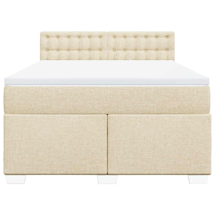 kontinentalseng med madras 140x190 cm stof cremefarvet