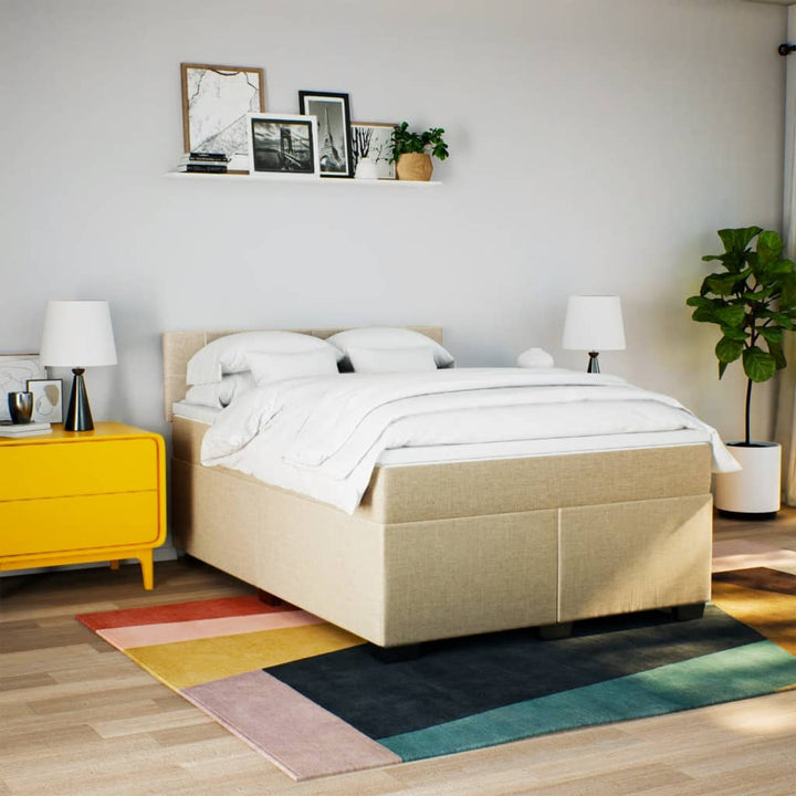 kontinentalseng med madras 140x200 cm stof cremefarvet