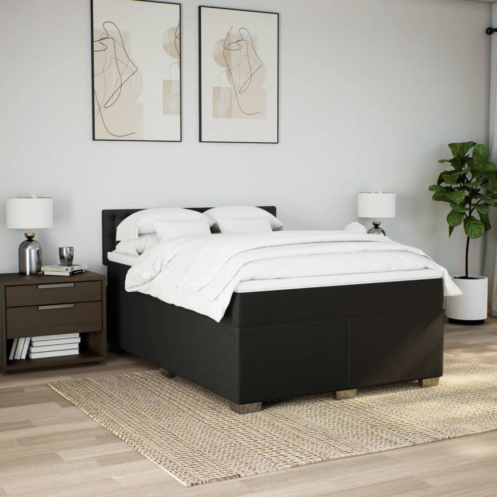 kontinentalseng med madras 160x200 cm stof sort