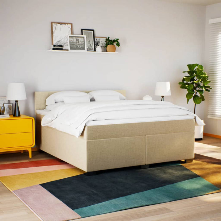 kontinentalseng med madras 180x200 cm stof cremefarvet