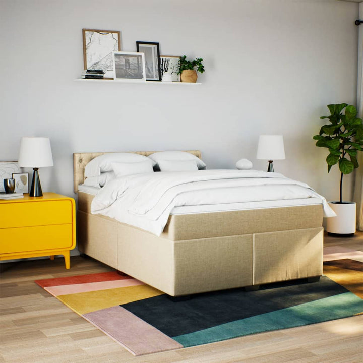 kontinentalseng med madras 180x200 cm stof cremefarvet