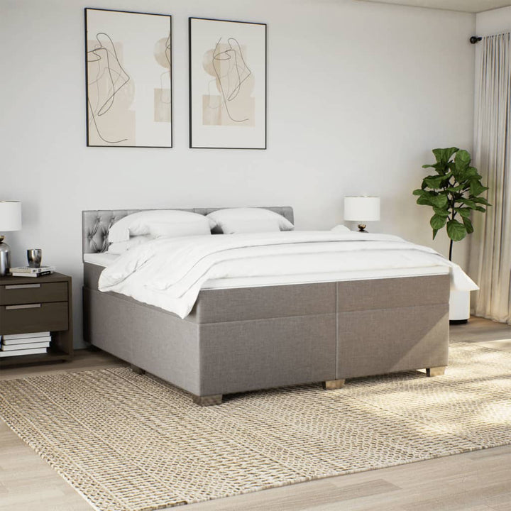 kontinentalseng med madras 200x200 cm stof gråbrun