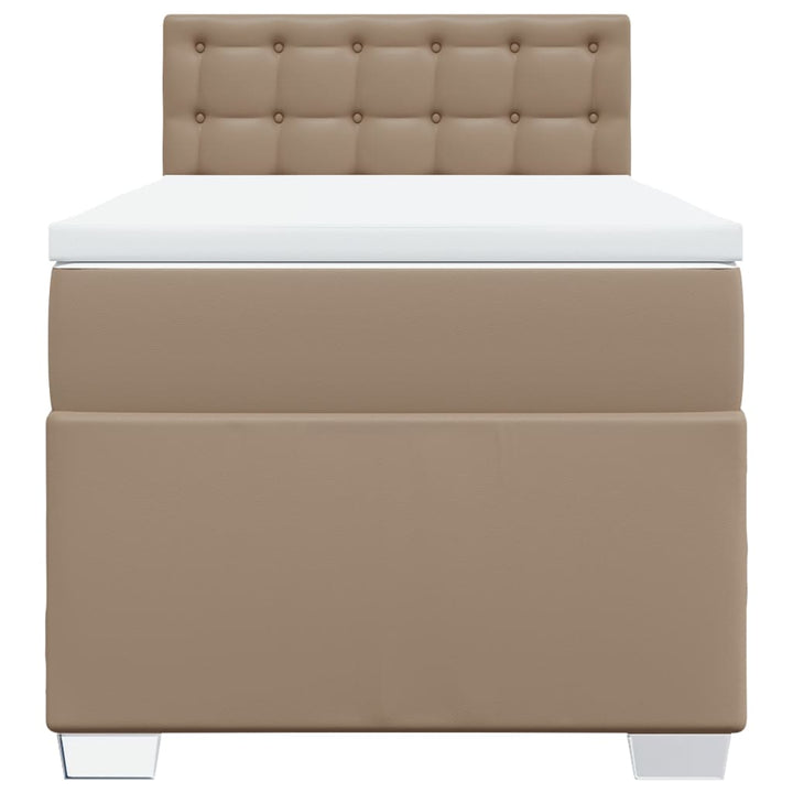 kontinentalseng 90x190 cm kunstlæder cappuccinofarvet