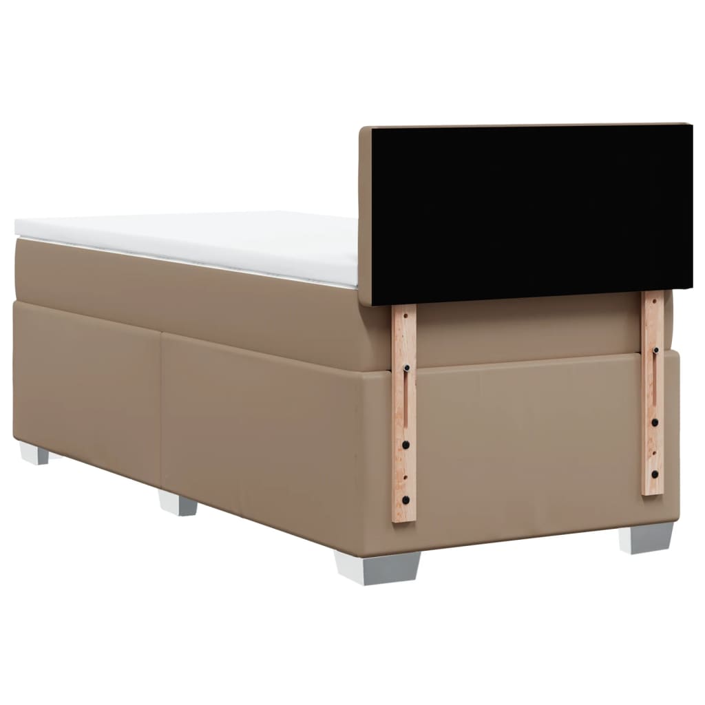kontinentalseng 90x190 cm kunstlæder cappuccinofarvet