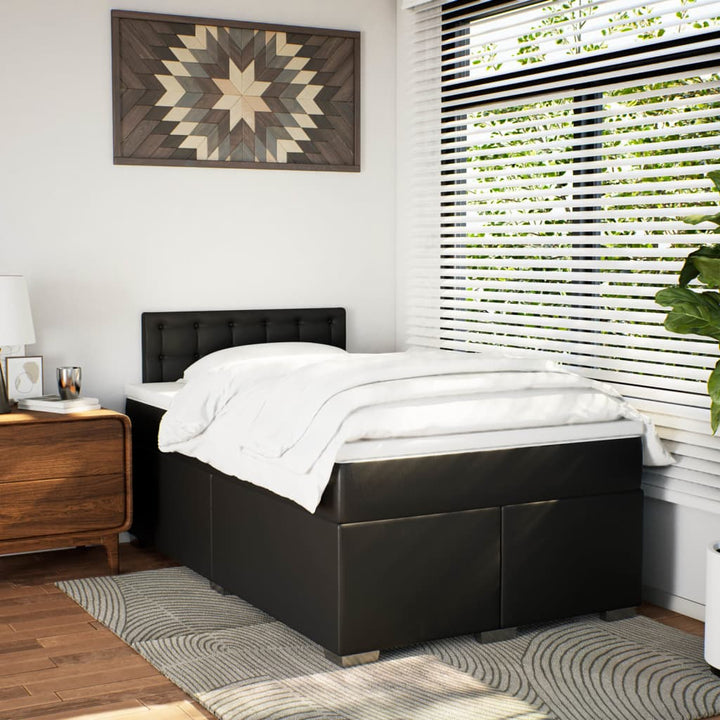 kontinentalseng med madras 120x190 cm kunstlæder sort