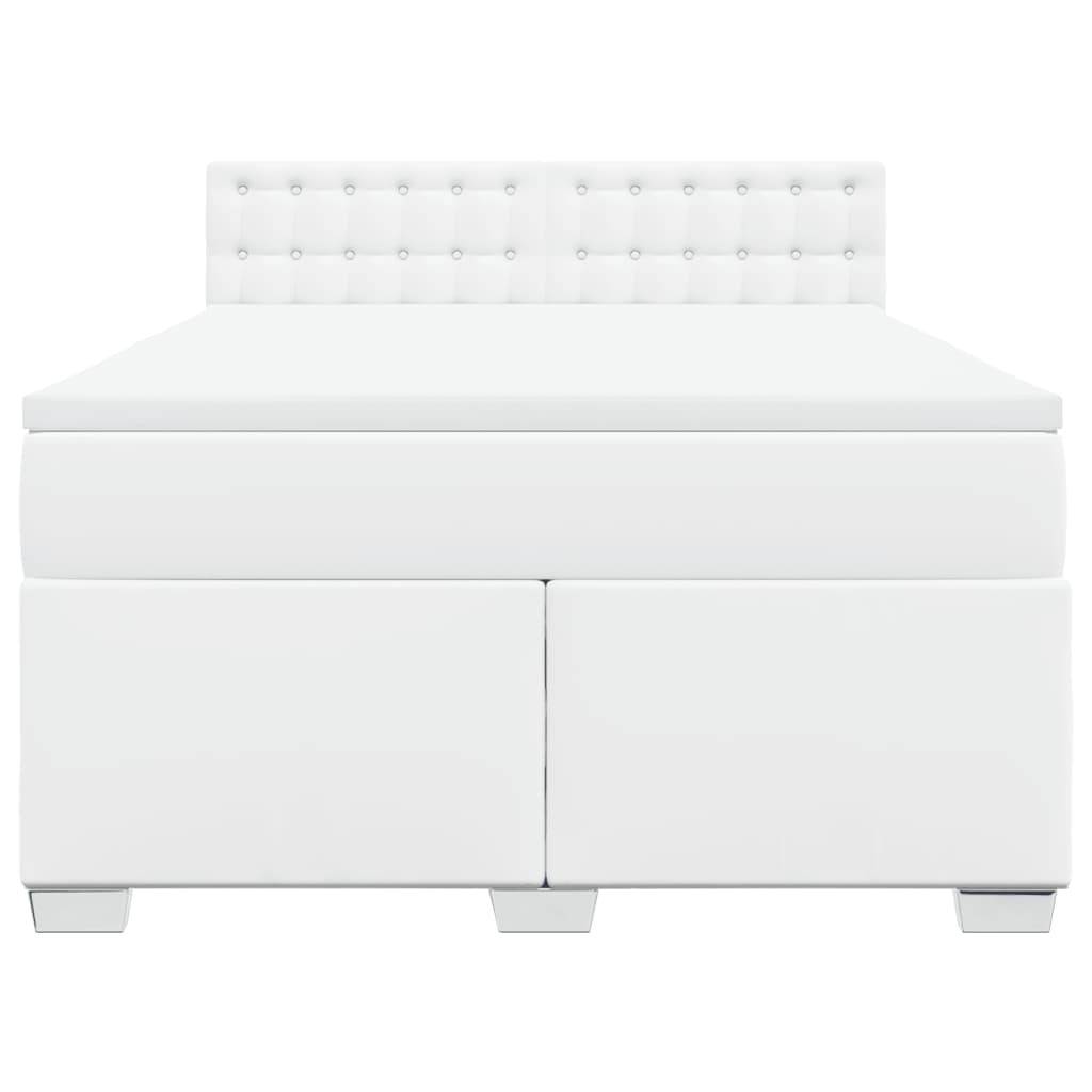 kontinentalseng med madras 140x190 cm kunstlæder hvid